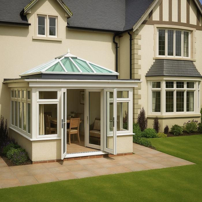 External of a conservatory with a skytherm roof