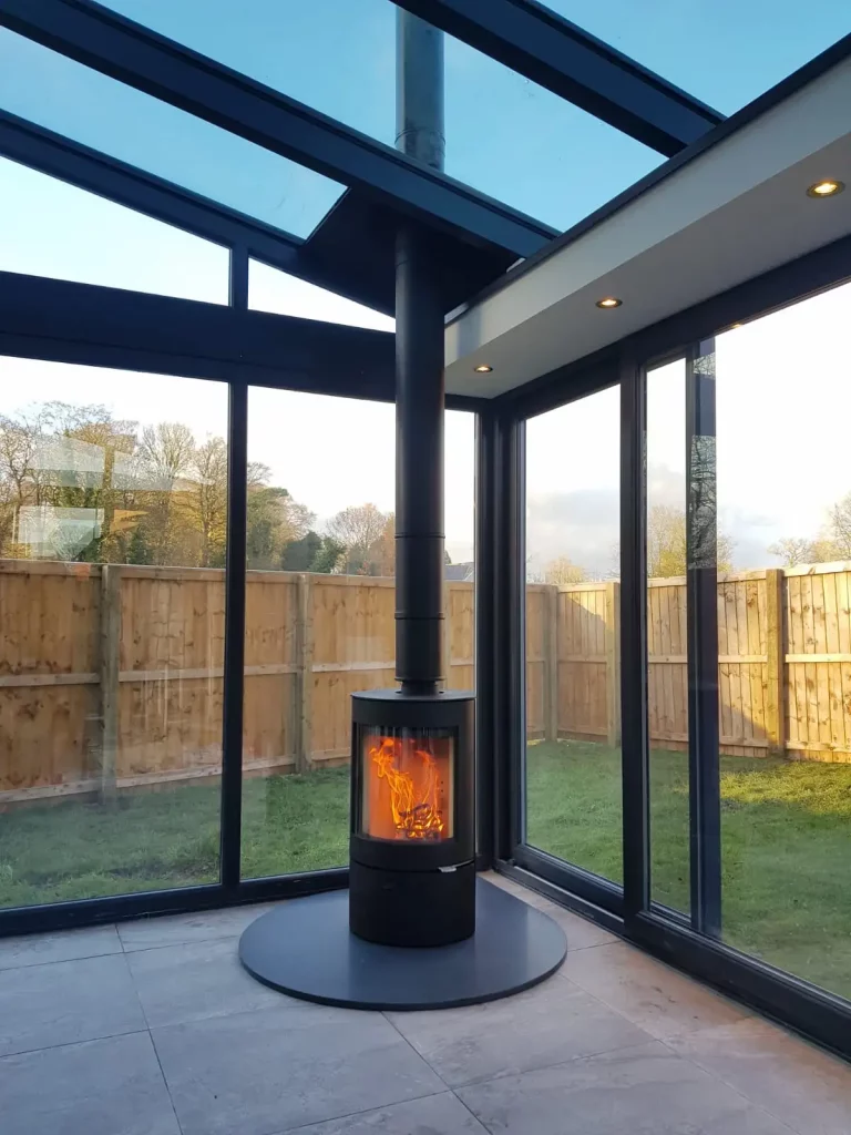 Wood Burner in conservatory